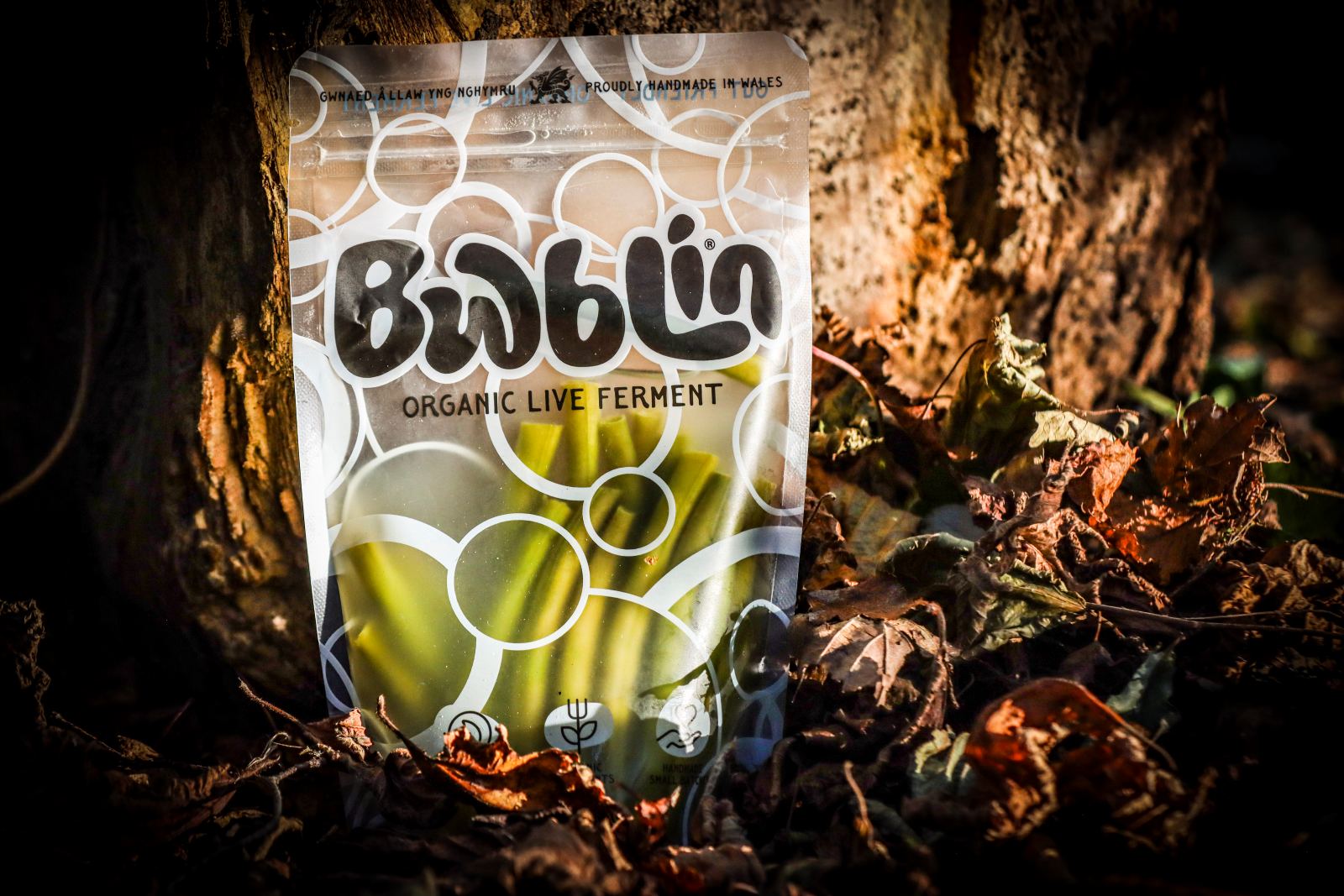 Bag of Bwblin Organic Live Ferment on a natural background